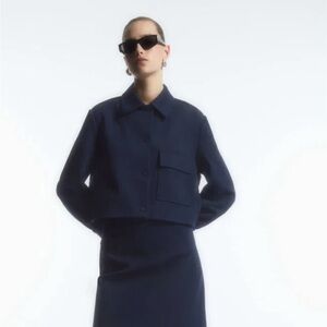 COS cropped twill Jacket. Size XSmall. Navy